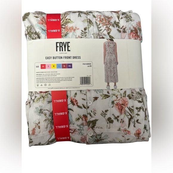 Frye Ladies Button Front Midi Dress Folk Garden Print NWT - Picture 2 of 9